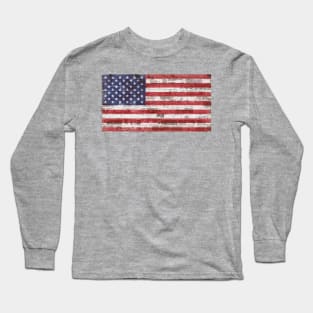 US Flag on Brick Wall Long Sleeve T-Shirt